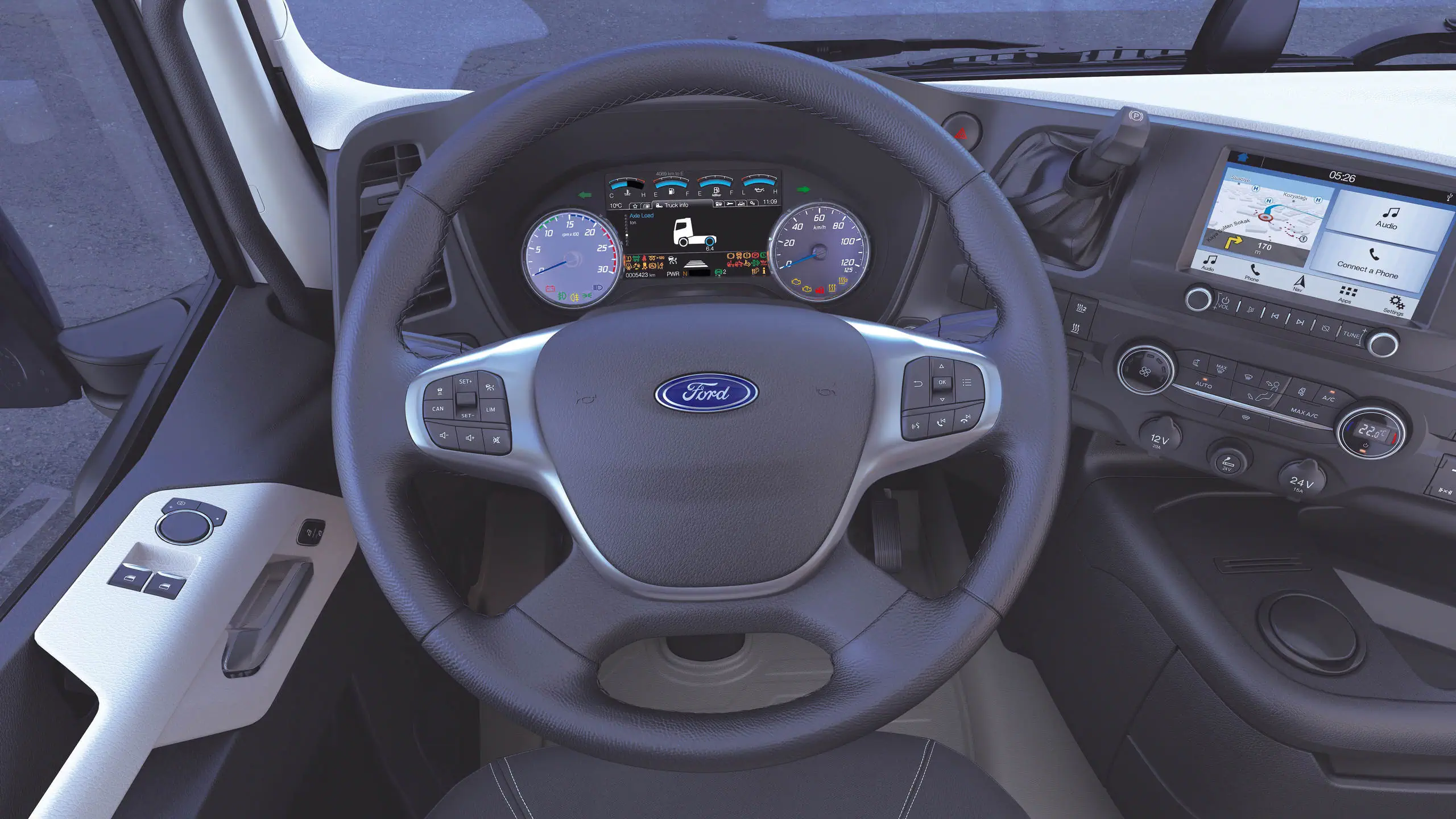 Panorámica con F-MAX en carretera frente al mar